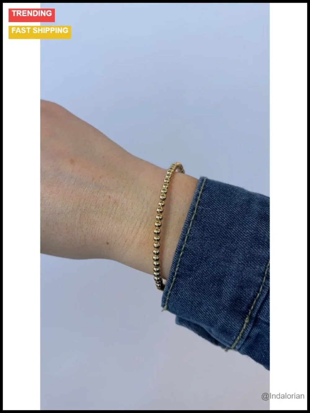 Dot Beaded Expandable Bangle Bracelet Nickel-Free Minimalist